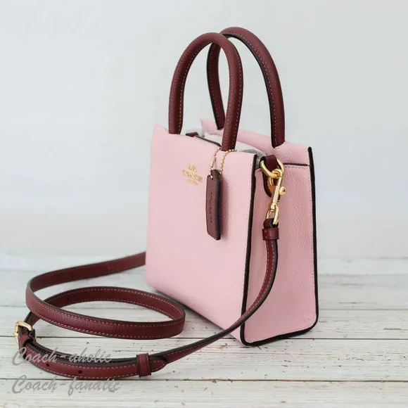 NWT Coach CE598 Mini Cally Leather Crossbody in Powder Pink/Wine - Picture 5 of 10